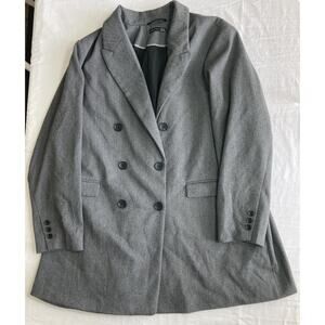 BLACK TAPE Blazer Women's 3X Grey Stripes Double Breasted Lined Long Sleeve